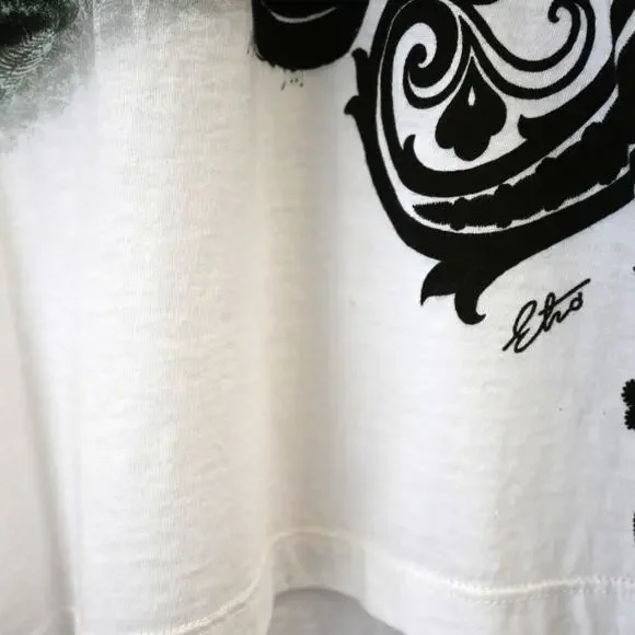 Etro Milano T-Shirt Size 40 Multicolor Zebra Print V-Neck Cotton Graphic Tee - Picture 5 of 12